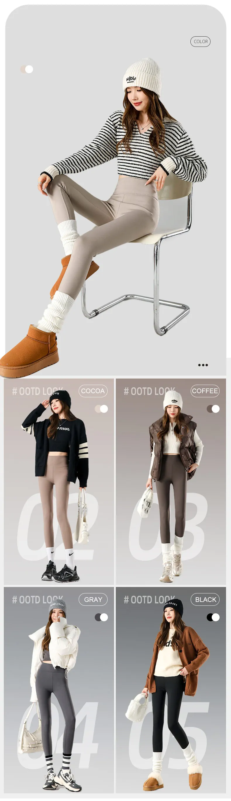 Thermal Fleece Leggings - High Waist Winter Warm Leggings With Rabbit Wool Insulation