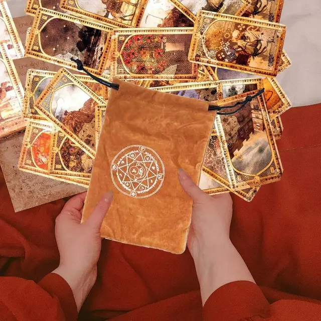 Tarot Táska 18X10Cm Fedélzeti Kocka Tároló Puha Nyomtatott Kártya Tartó Húzózsinórral Kis Bársony Tasak A Számára - Image 4