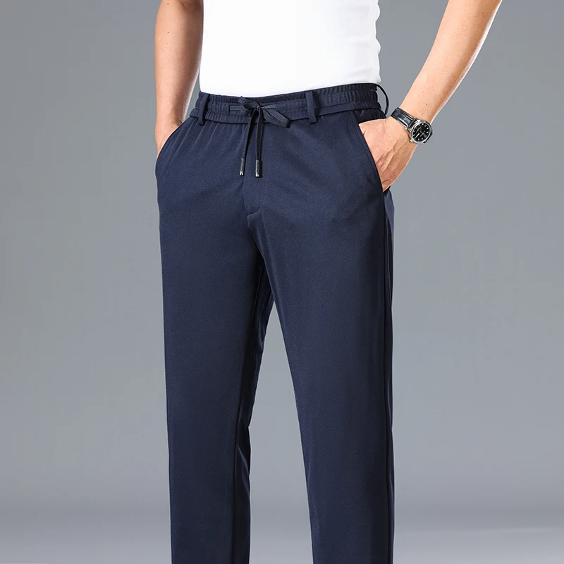Solid Color Spring Autumn Button Zipper High Waist Pockets Casual Men's Clothing Trousers Trouser Suits Preppy Style Pants