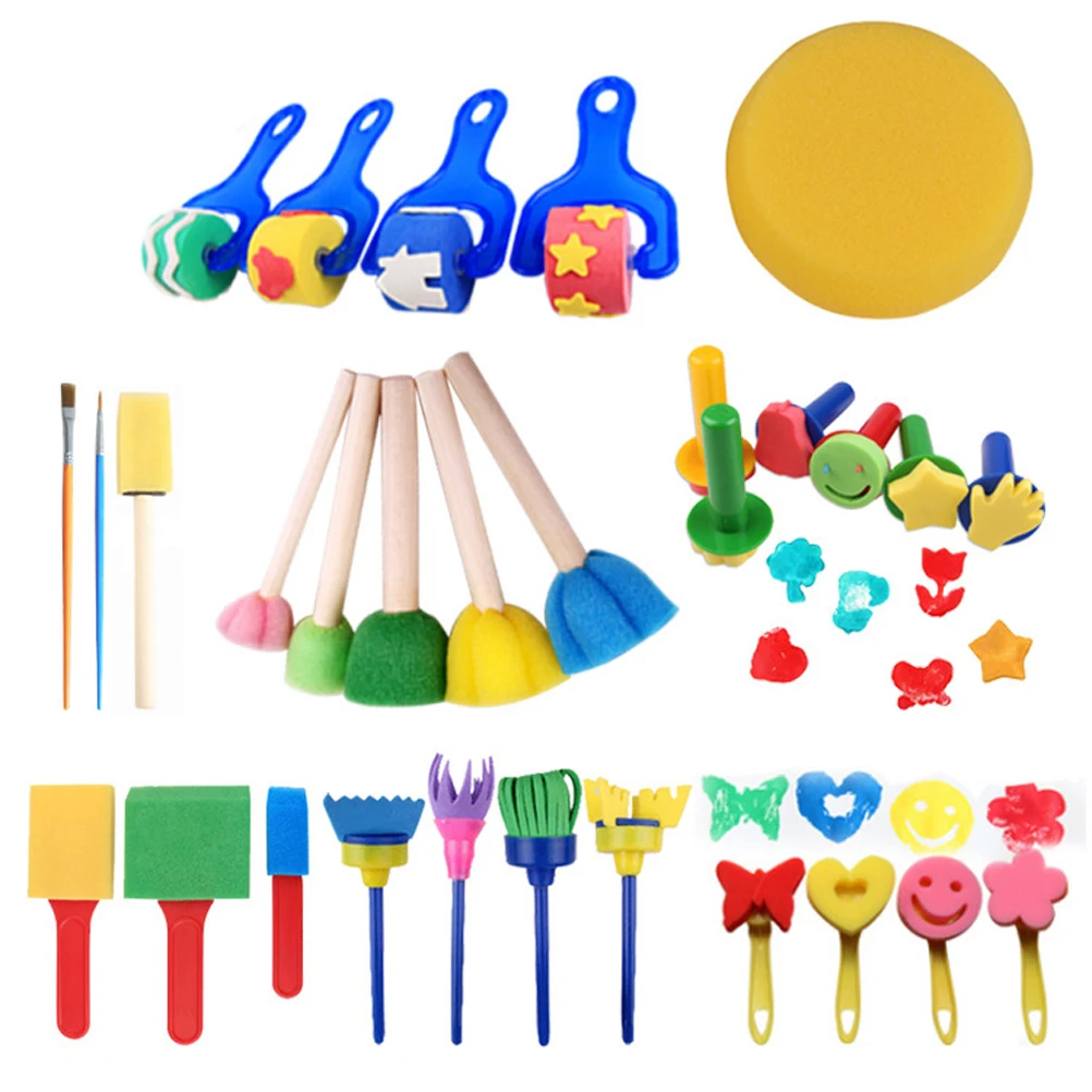 

30Pcs Kids Painting Sponge Early Learning Painting Kit Child Paint Sets Children Arts Crafts DIY Toys