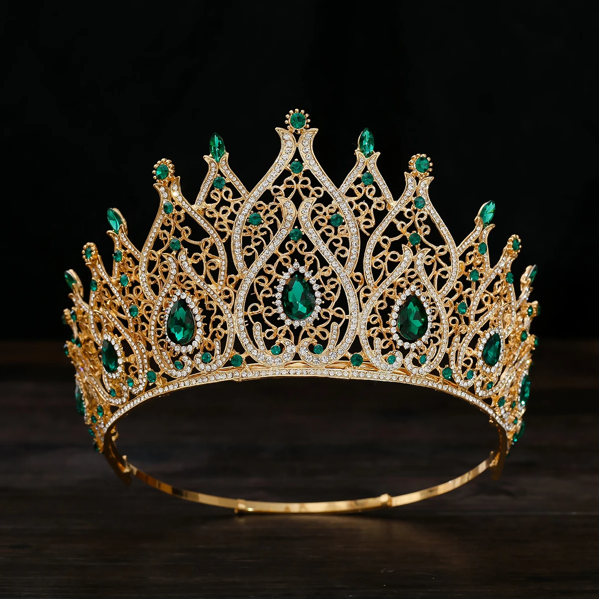 Jeweled Baroque Queen Crown - Rhinestone Wedding Crowns and 