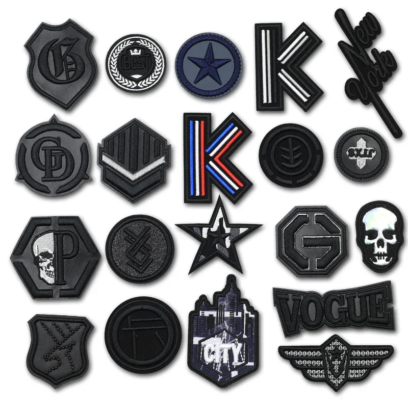 3D Leather Skull Black Sewing Embroidery Patches for Clothing Biker Decorative Clothes Patch Applique Sew on Applications