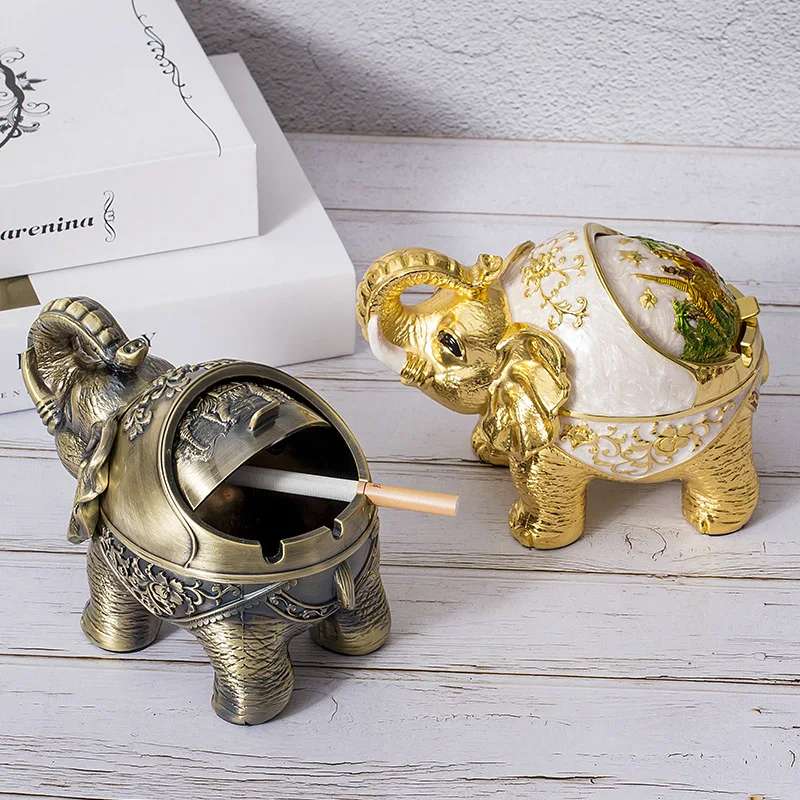 

High-grade retro metal elephant ashtray personalized creative trend decoration household living room ashtray office ornaments