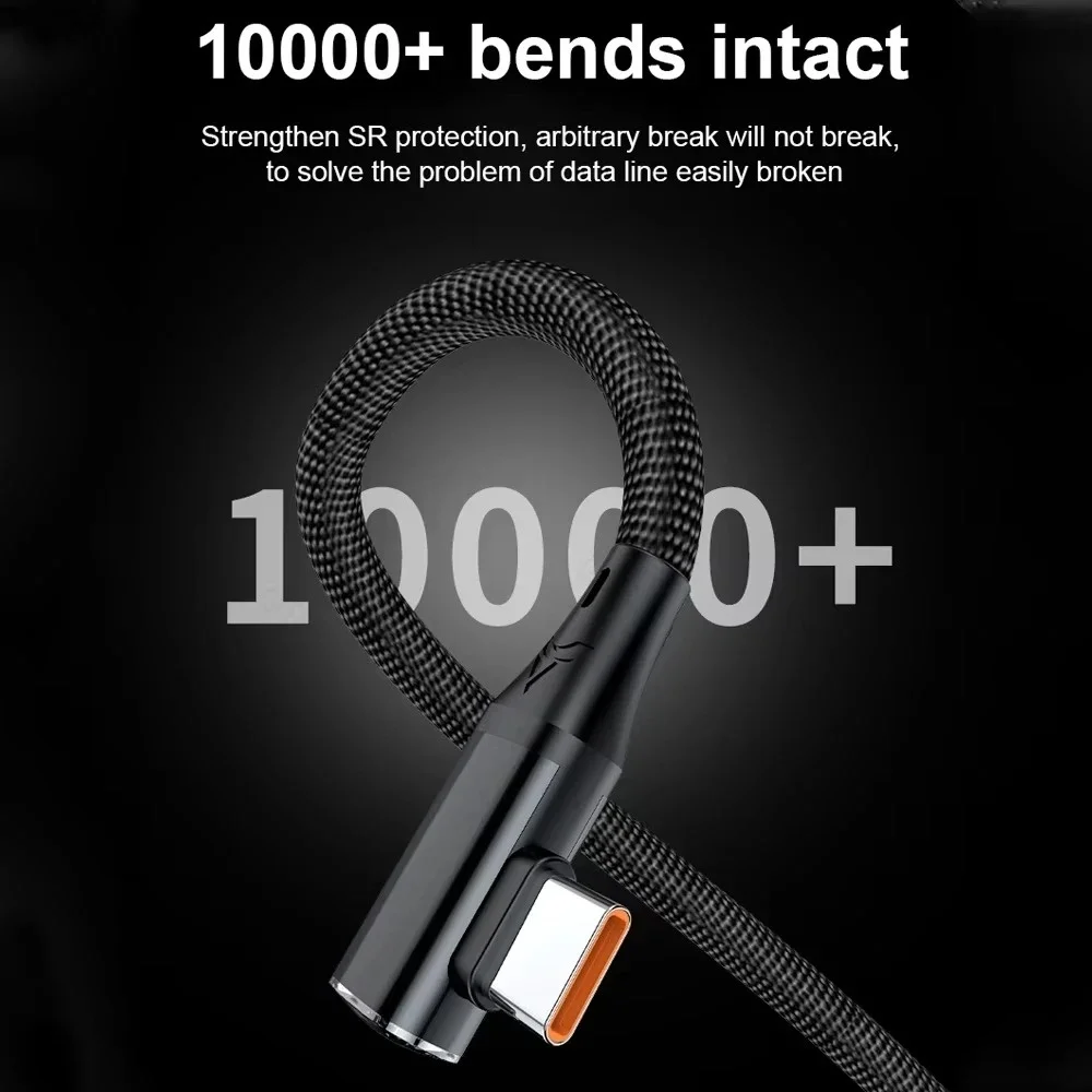 USB 120W 90도 엘보 타입-C 커넥터 고속 충전 케이블 데이터 케이블 0.25M 1M 2M 1.5M 퀵차징 데이터 와이어 충전기 라인