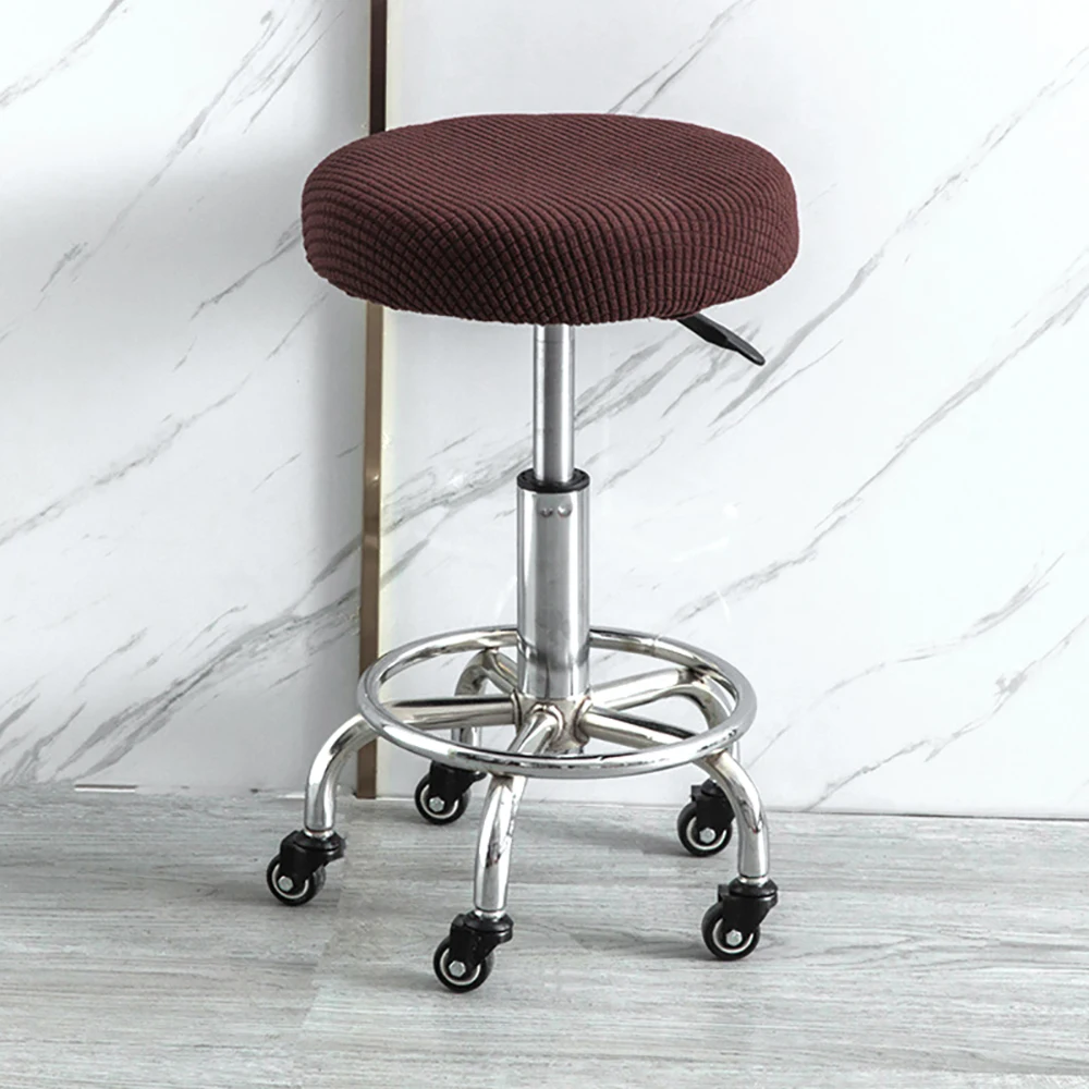 Solid Color Elastic Round Chair Cushion Cover - Washable and Thickened Slipcover for Dining and Bar Stools