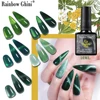 Rainbow Ghini 10ml Green Color Gemstone Cat Eye Gel Nail Polish Pretty Semi-permanent UV LED Gel All For Manicure Decorate 6