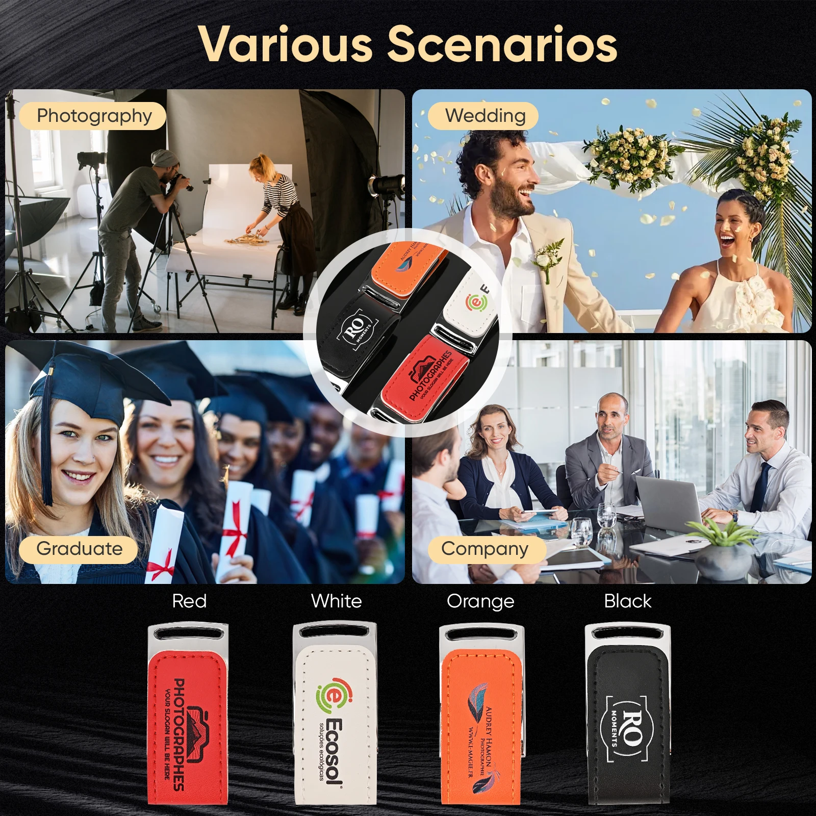 고급 가죽 USB 2.0 플래시 드라이브 128GB 무료 맞춤 로고 펜 드라이브 64GB 사진 스튜디오 메모리 스틱 32GB 16GB 웨딩 선물