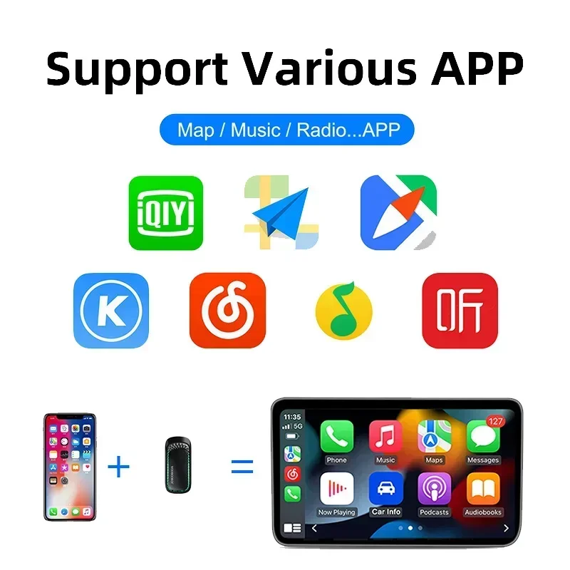 애플 카플레이 무선 어댑터 차량용 RGB 미니 카플레이 AI 박스, OEM 유선 카플레이-무선 스마트 USB 동글 플러그 앤 플레이, 신제품