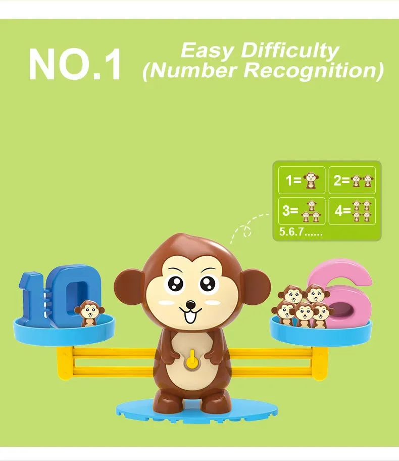 Puzzle Board Aiwanto Monkey Number Balance Learning Game Preschool