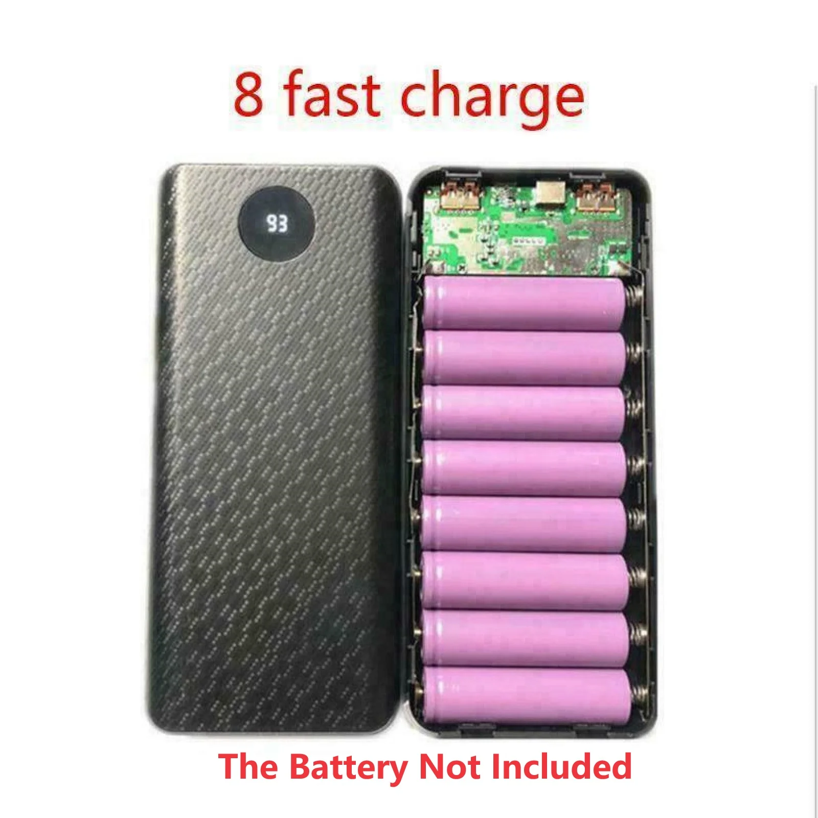 18650 Battery Holder DIY Shell Dual USB Type-C Charge Powerbank Case iPhone 8*18650 Battery Power Bank Case Storage Box