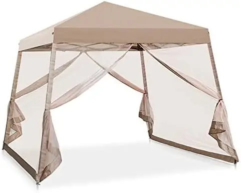 

Slant Leg Pop Up Canopy Tent w/Mosquito Netting (64 Square Feet of Shade) One Person Set-up Outdoor Instant Folding Shelter (Gra