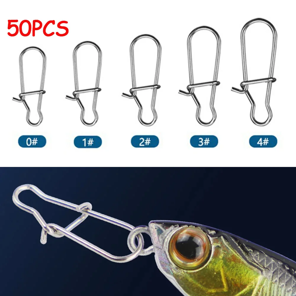 

50Pcs Gourd Stainless Steel Fishing Hanging Snap Oval Split Rings Fast Lock Connector High Quality Barrel Swivel Tackle