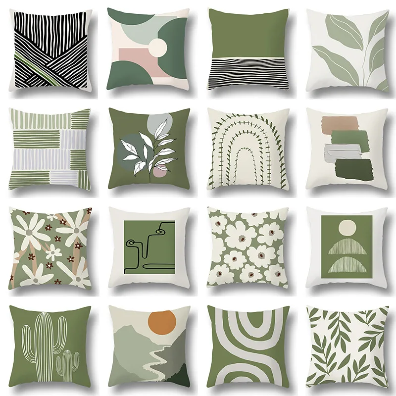 45x45cm Green Plant Sofa Cushion Comfortable Pillowcase Cushion Cover Living Room Home Decoration Modern Printing Pillowcase