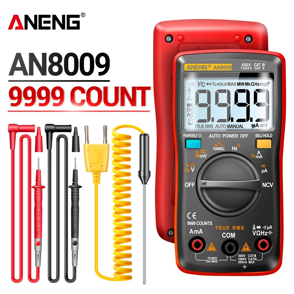 

ANENG AN8008 Mini Digital Multimeter rm 409b double fuse auto-range medidor eléctricoTrue-RMS Transistor Capacitor Teste