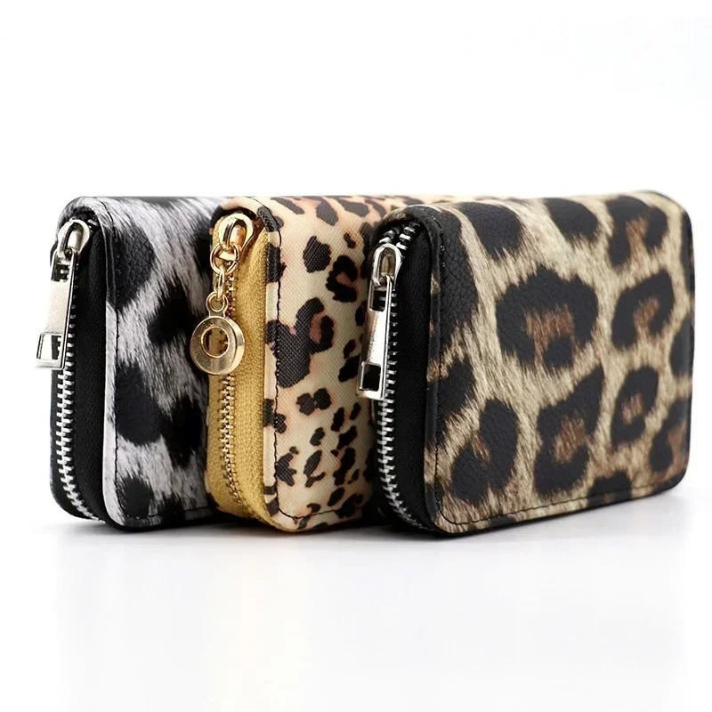 

Fashionable Women's Wallet Women's Short Leopard Print PU Zipper Bag Large Capacity Multi Slot Mobile Phone Bag Card Bag