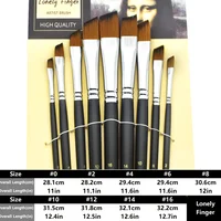 9pcs Long Handle Artist Paint Brushes Set High-Quality Flat Nylon Brushes for Watercolor Oil Back to School Art Supplies Gift 2