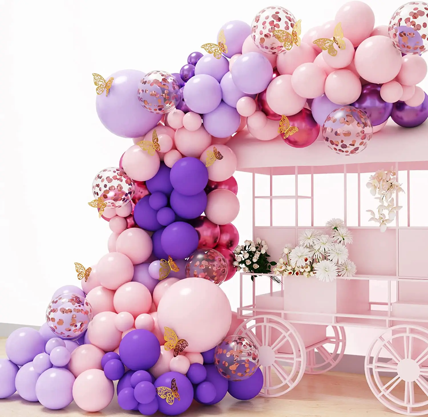 Butterfly Pink Purple Balloon Garland Kit Butterfly for Baby Shower Women Birthday Bachelorette Engagement Party Decorations