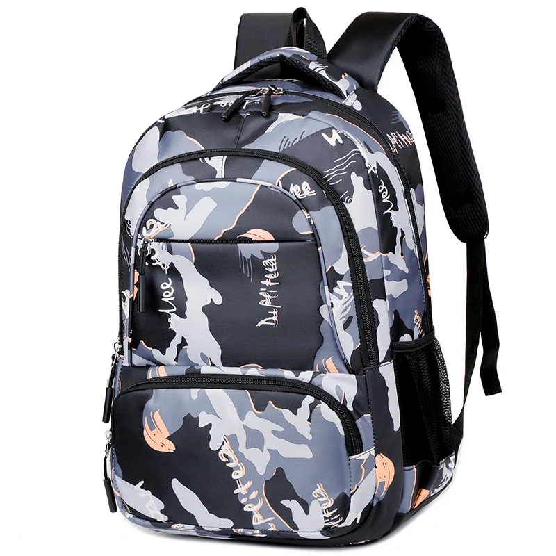 15 inch multifunctional backpack fashionable washable Oxford cloth computer bag gray orange blue-green student backpack unisex