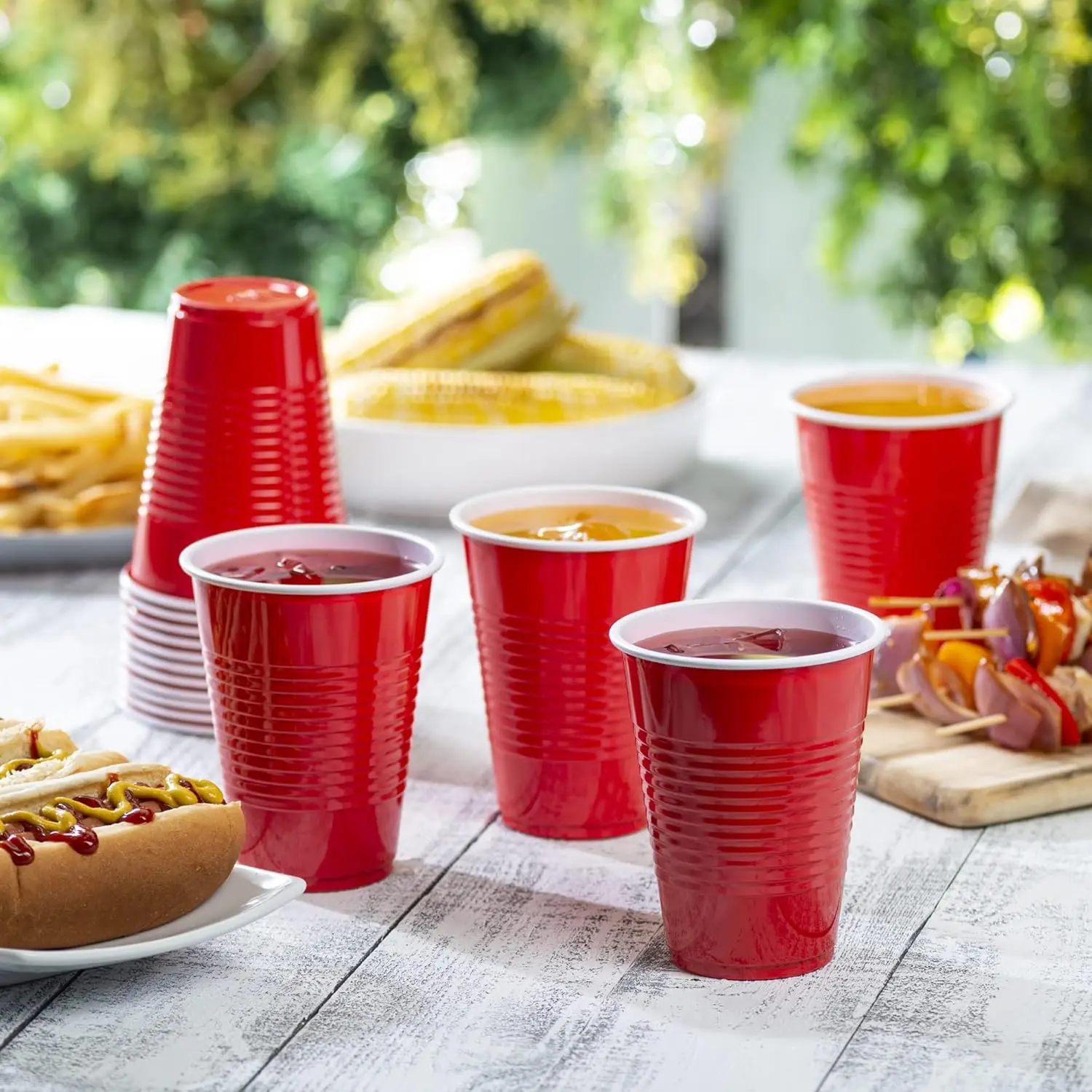 50Pcs/pack 16Oz Plastic Party Cups Disposable Water Cups Recyclable Red with Fill Lines for Drinks,BBQ,Picnic,Party Game