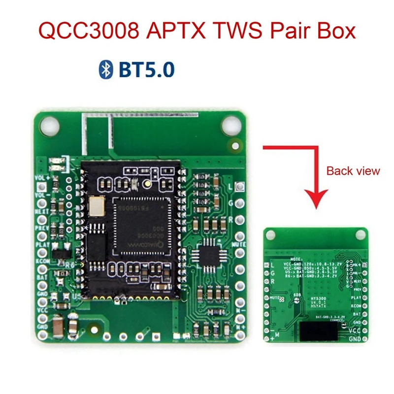 

2 шт., автомобильная плата-приемник QCC3008 APTXLL с поддержкой Bluetooth 5,0