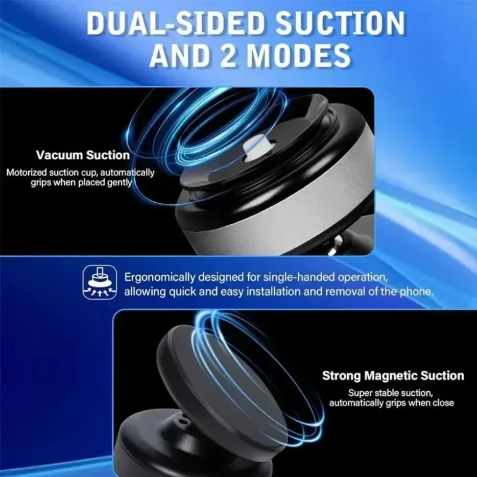 Car Center Console Wireless Charger Magnetic Vacuum Suction Cup Phone Holder for Magsafe iPhone 16 15 14 13 Fast Charging Stand