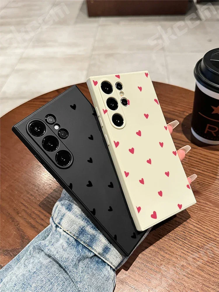 Elegant Black Heart Silicone Phone Case - Timeless Love Style