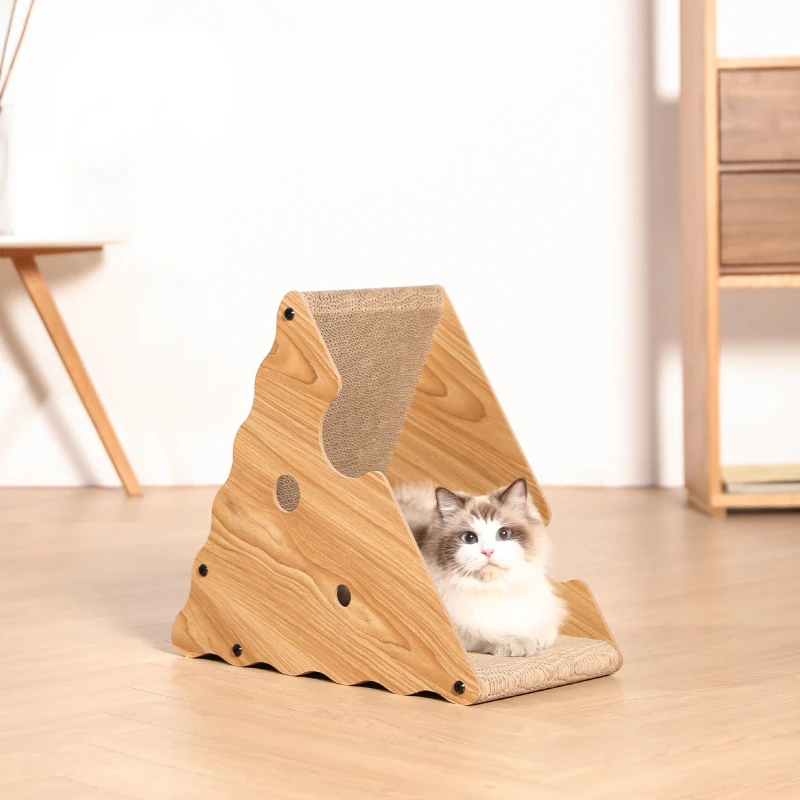 

YOKEE Cheese Shaped Cat Scratcher Board Detachable Cat Scraper Scratching Post for Cats Grinding Claw Toy Cat Bed