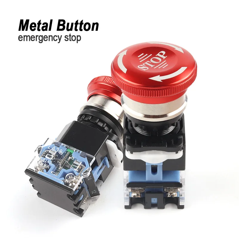 

1PCS 22mm Waterproof Metal Locking Emergency Stop Mushroom Push Button Switch Push Button Switch Knob Rotary Switch