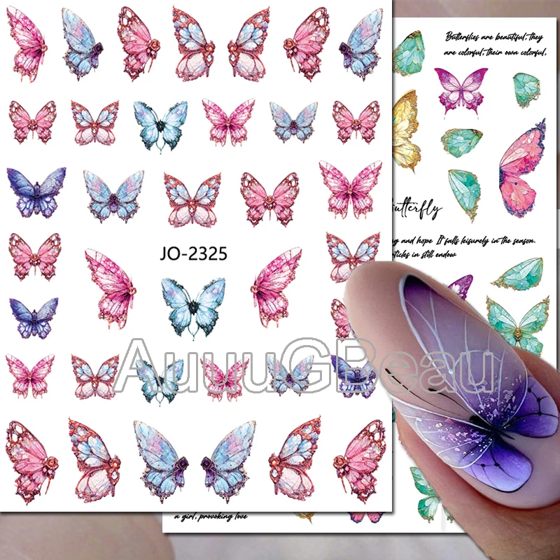 

Nail Art Decals Rainbow Candy Colors Butterflys Back Glue Nail Stickers Decoration For Nail Tips Beauty