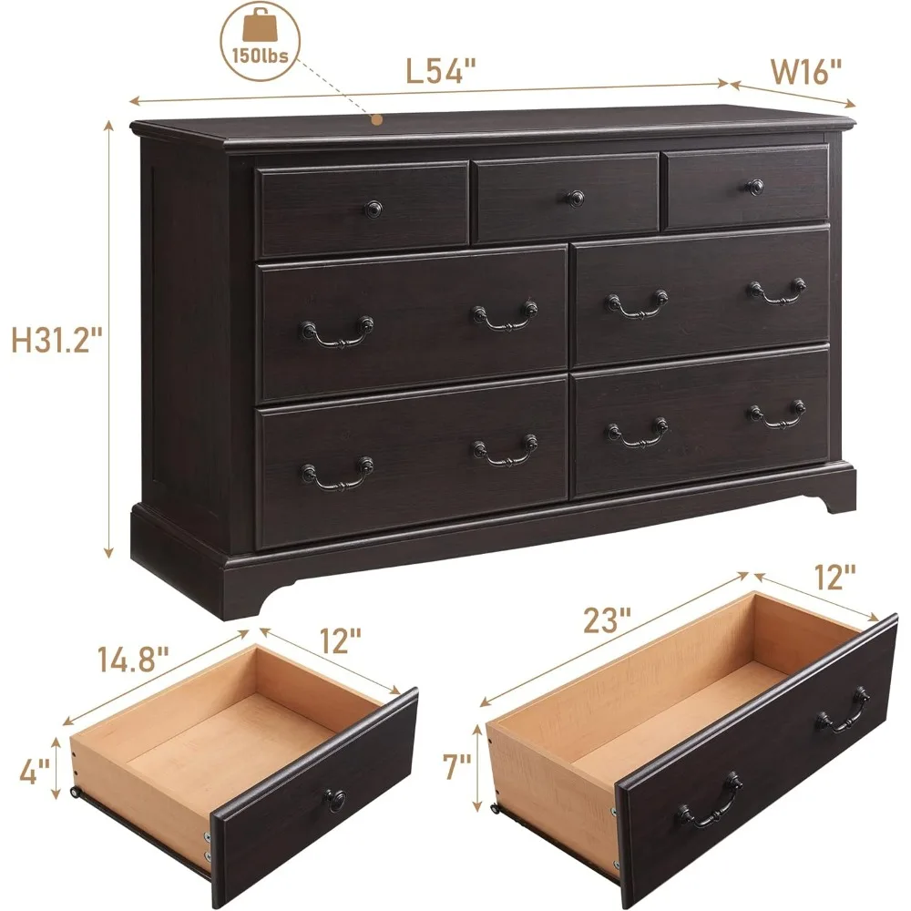 Dresser Chests for Bedroom, Wood Vintage Chests of Drawers, Rustic Dressers Chset Organizer for Bedroom, Living Room 3