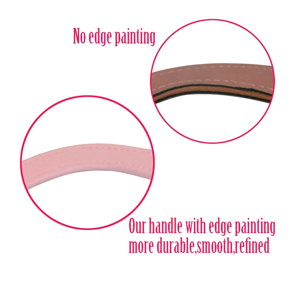 Tanqu Edge Painting Silver Metal D Buckle Mini Oblong Leather Handle for O Bag Mini O Chic Handbag