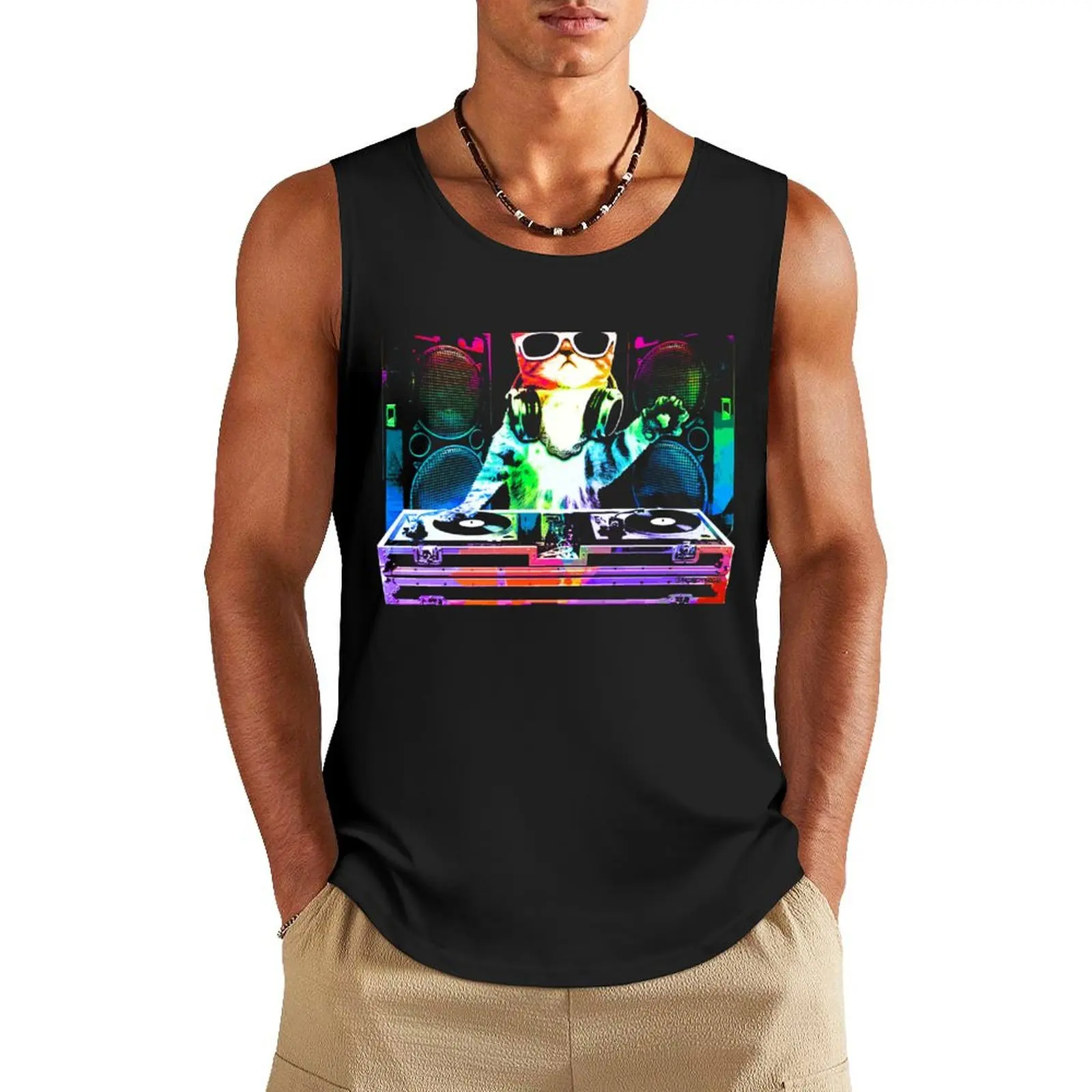 

HOUSE CAT (New DJ Kitty) Tank Top fitness T-shirts men Men's cotton t-shirt Man sleeveless shirt
