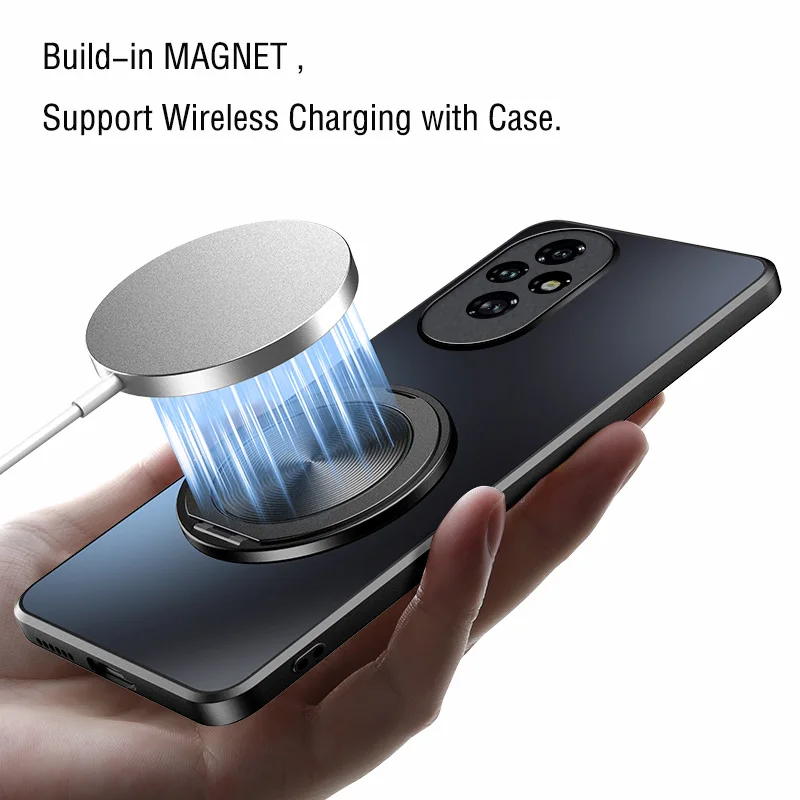 Enhanced Matte Magnetic Ring Stand Case with 360° Rotation for Magsafe - Protective Back Cover with Holder