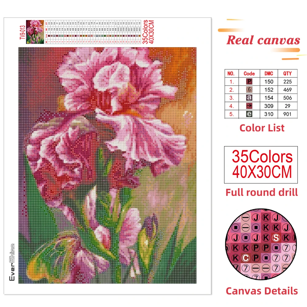 Evershine DIY Diamond Embroidery Iris New Collection Diamond Painting Flower 5D Cross Stitch Kits Mosaic Art Home Decor