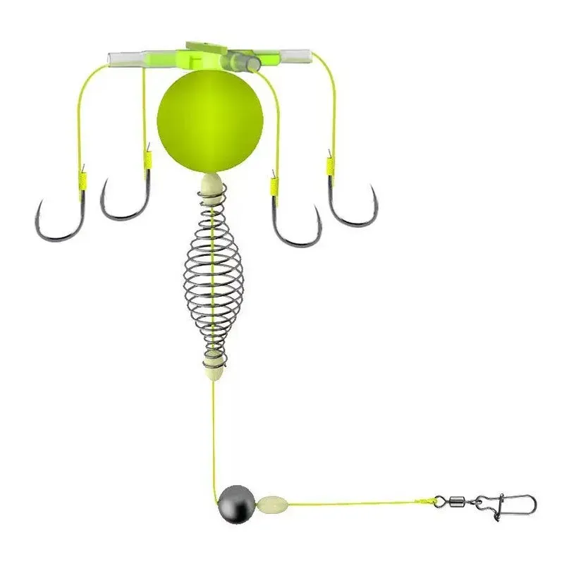 2025 String Hook Fishing Bait Cage Four Hook Carbon Steel Line Group Feeder Sinker Float Sharp Fishing Spring Bait Cage Sea