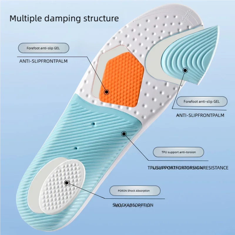 남성과 여성을 위한 새로운 아치 지지 스포츠 깔창 1쌍, 통기성, 땀 흡수, 발 보호, 충격 흡수, 야외 훈련용 깔창, 신발 액세서리