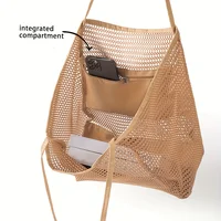 Sac fourre-tout de plage de grande capacité pour femmes – Sac à bandoulière tissé en polyester durable avec dessus ouvert pour les voyages, le shopping 4