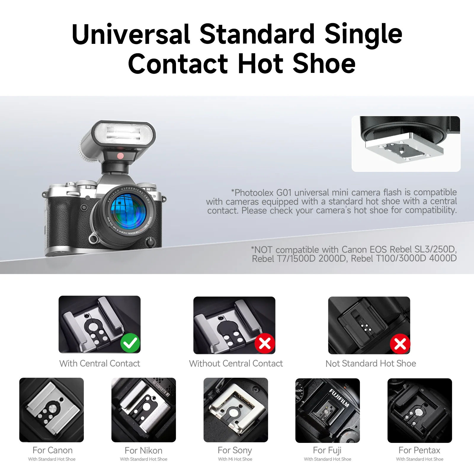 PHOTOOLEX G01 미니 스피드라이트 카메라 플래시 라이트 스피드라이트 외부 핫슈 G16 캐논 용 고휘도 700 플래시