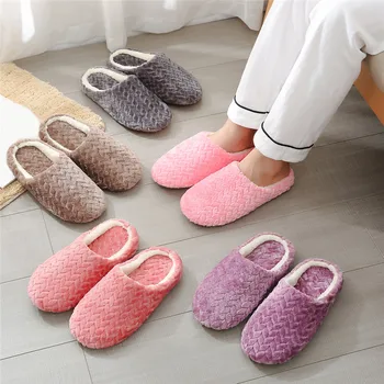 Women Winter Home Fur Slippers Cartoon Cat Non-Slip Soft Warm House Indoor Bedroom Men Couples Boys Girl Memory Foam Floor Shoes 1