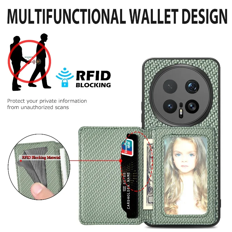 Magic 8 Pro Carbon Fiber Flip Leather Wallet Phone Case with Magnetic Stand