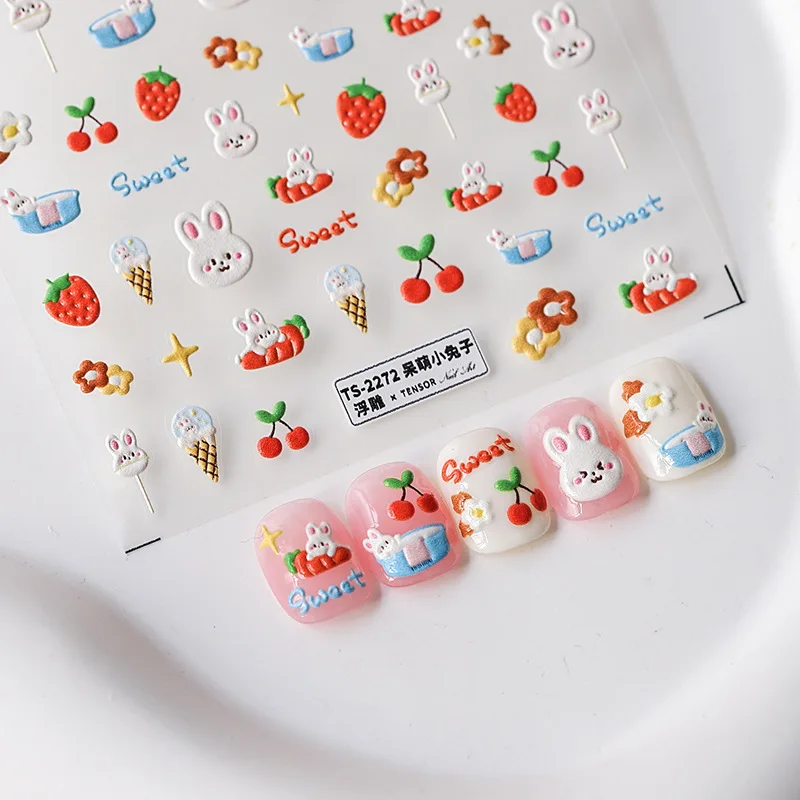 

[Meow.Sensei] Three-Dimensional Nail Stickers Thin Transparent Adhesive Nail Sticker Ornament TS-2271 Stay Cute Bunny
