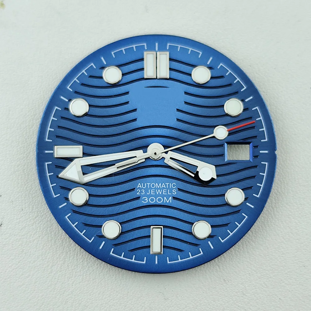 NH35 다이얼 S 다이얼 남성용 시계 다이얼, 31mm 다이얼, 파란색 발광 다이얼, NH35 NH36 무브먼트 시계 액세서리에 적합