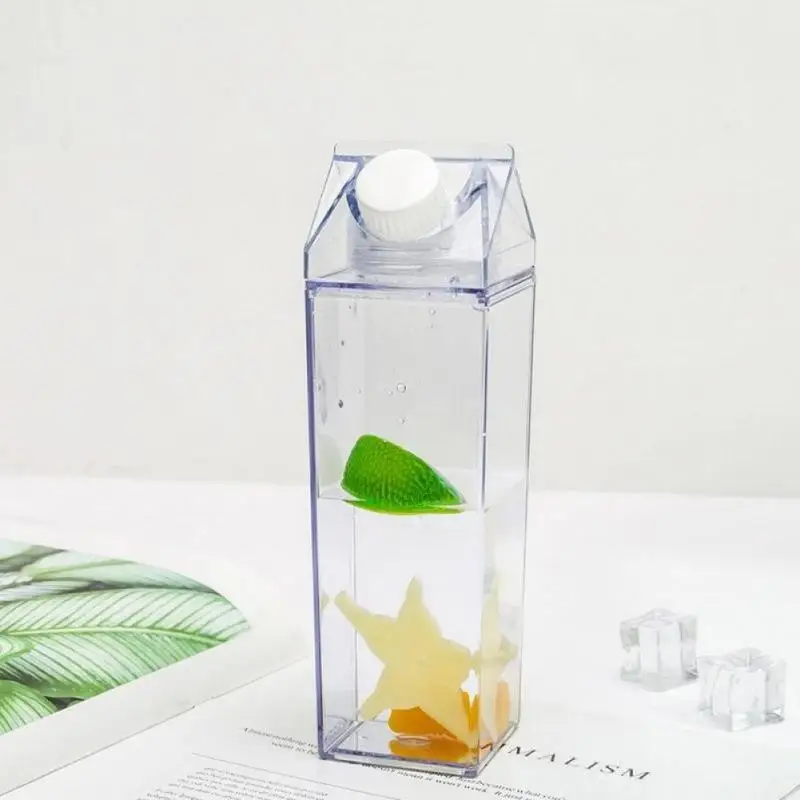 Creative Square Transparent Milk Kettle Cup Plastic Leak-proof Water Bottles Modern Food-grade Drinkware Special Milk Drinkware