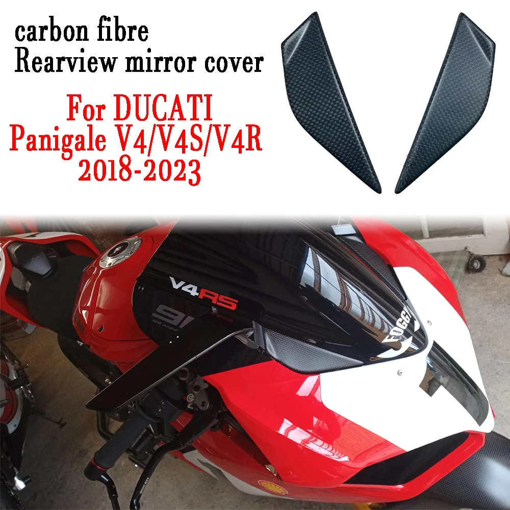 Neue Für DUCATI Panigale V4 V4S V4R 2018-2023 Carbon Fiber Hinten Spiegel Abdeckung Front Verkleidung Motorrad Geändert Teile schmücken Kappe