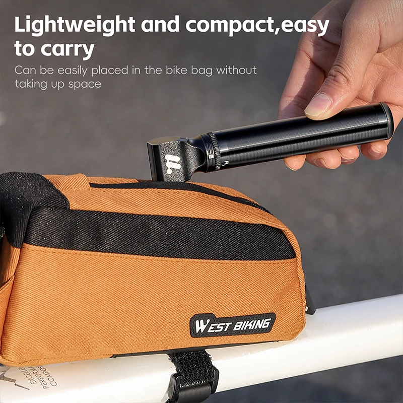 WEST BIKING Mini Bicycle Pump 130PSI Portable Aluminum Alloy Bike Pump for Schrader/Presta Valve MTB Road Bike Accessories