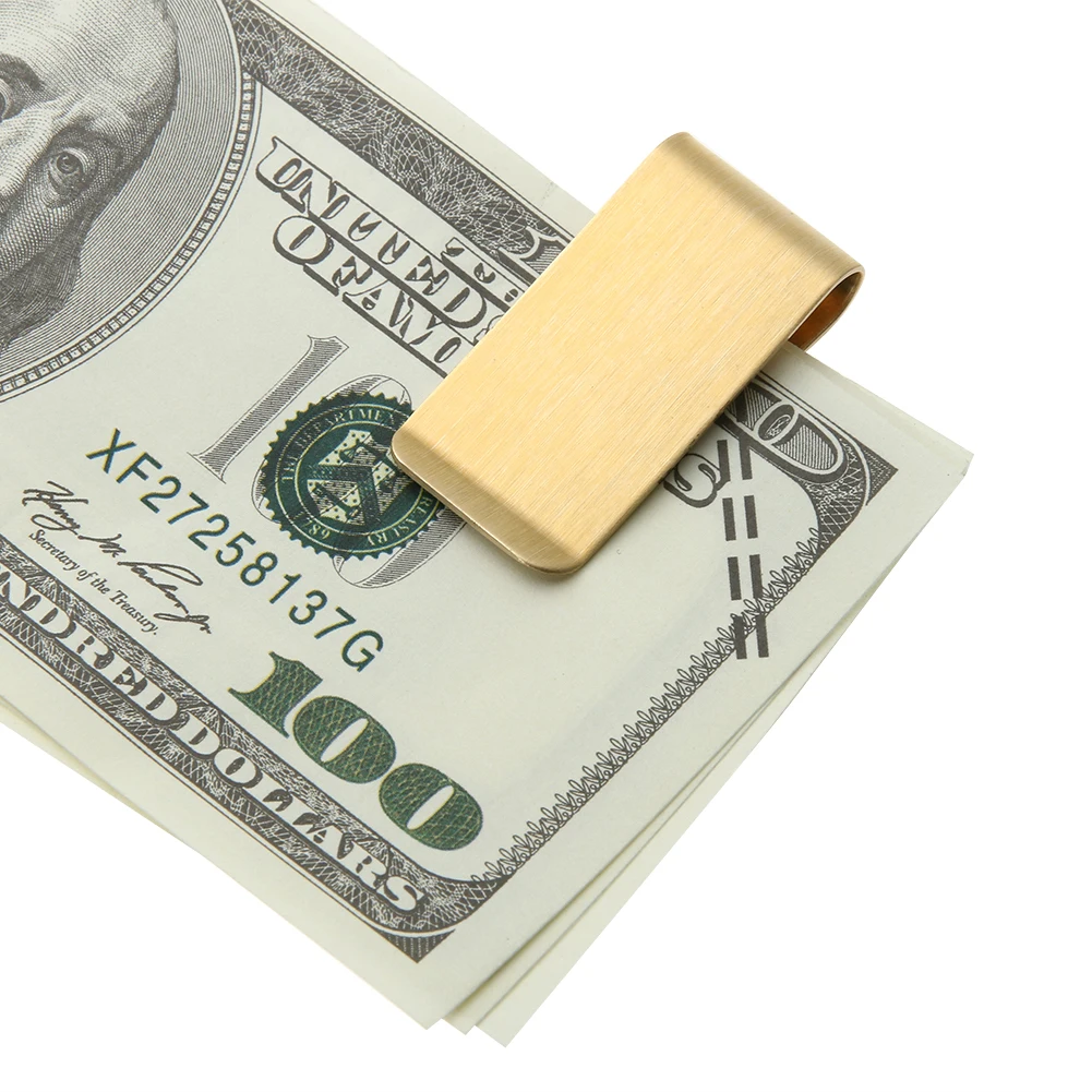 Metal Money Clip Vintage Solid Brass 1.5mm Thickness Wallet Men Cash Bill Clamp Holder ID Credit Card Folder For Male Mini Purse