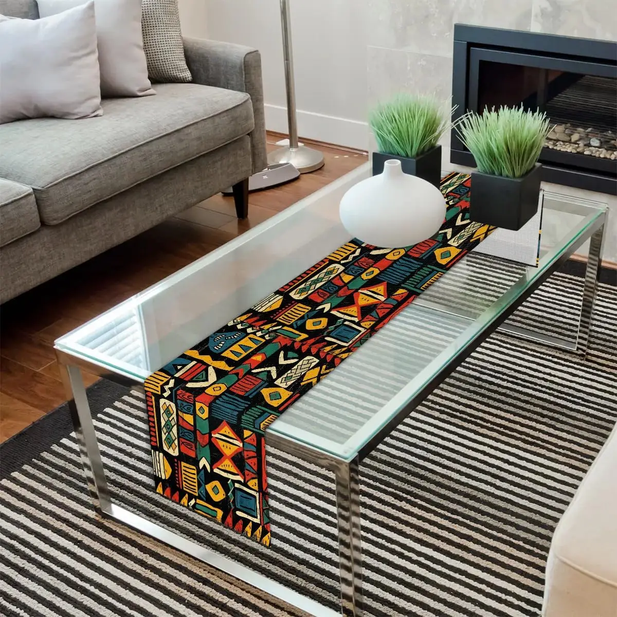 Western Native Boho Aztec Linen Table Runner Dresser Scarves Farmhouse Kitchen Dining Table Runners Holiday Party Decorations 5
