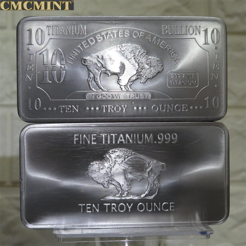 High Quality Souvenir Challenge Coin 10 Oz 999 Fine Titanium Buffalo Bar Metal Badges Collectible Coins