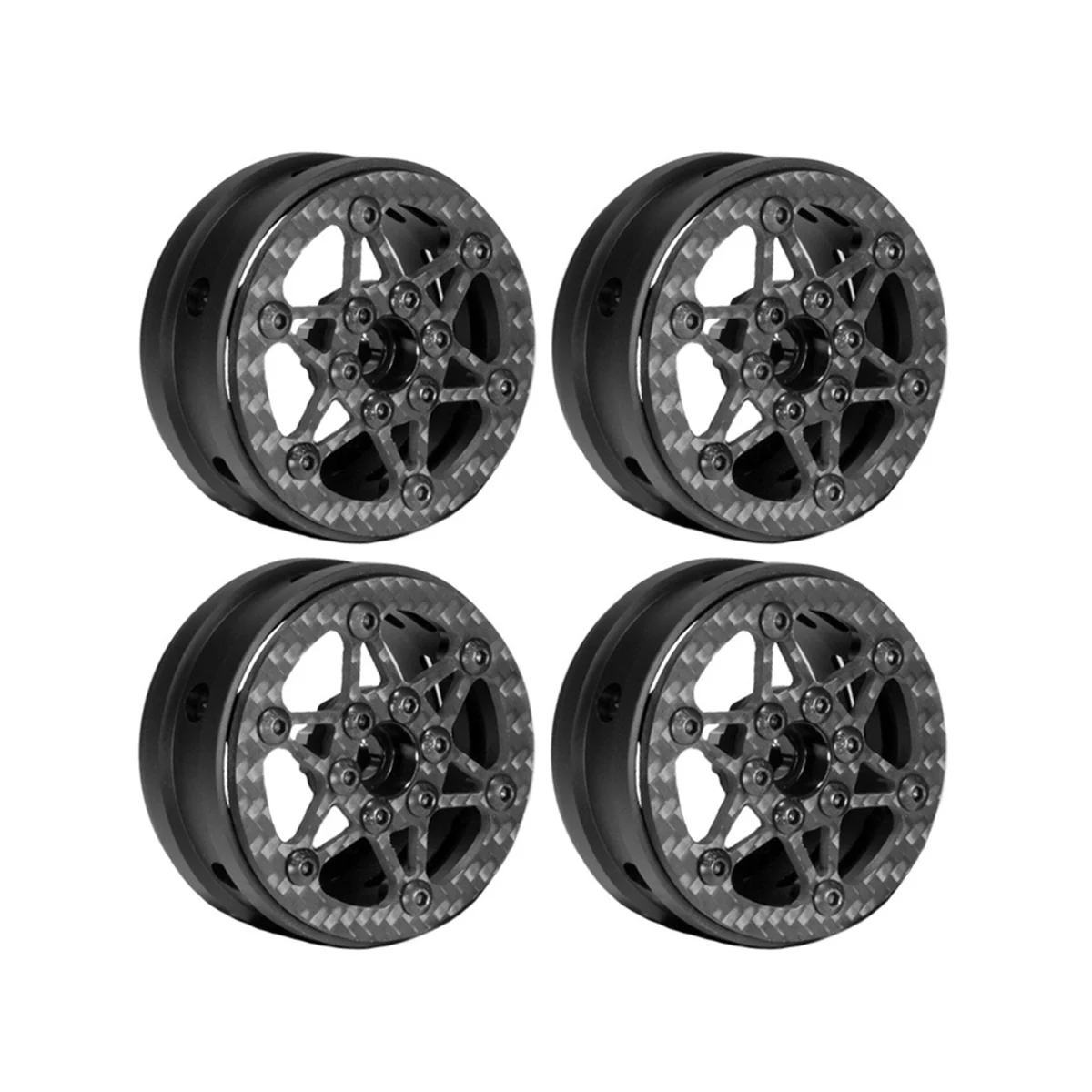 

4Pcs Carbon Fiber 1.9inch Beadlock Wheel Rim Hub for 1/10 RC Crawler Car Axial SCX10 Traxxas TRX4 RC4WD D90 MST VS4-10,B