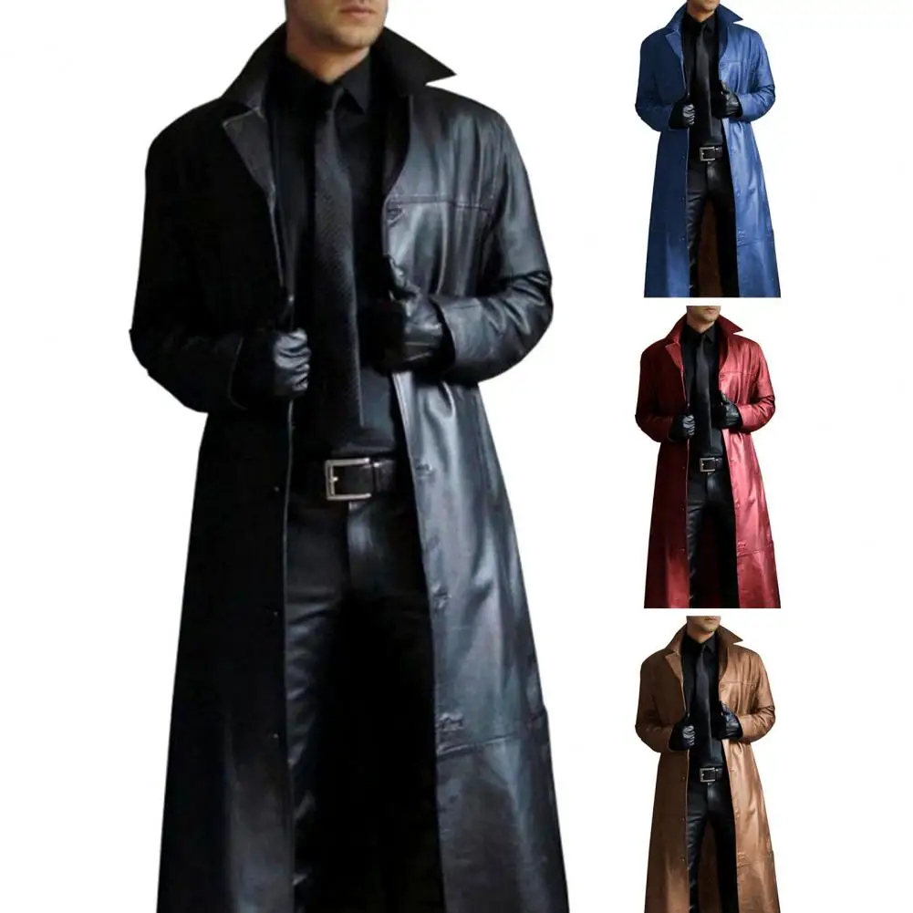 Men Leather Jacket MEN&rsquo;S GERMAN CLASSIC WW2 MILITARY UNIFORM OFFICER BLACK REAL LEATHER TRENCH COAT